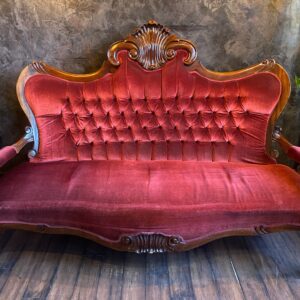 Red Velvet Couch & Chair Set
