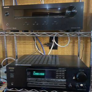 Whole House Sound System 7 speakers, 2 bass speakers, 2 amps, giant spool of speaker wire